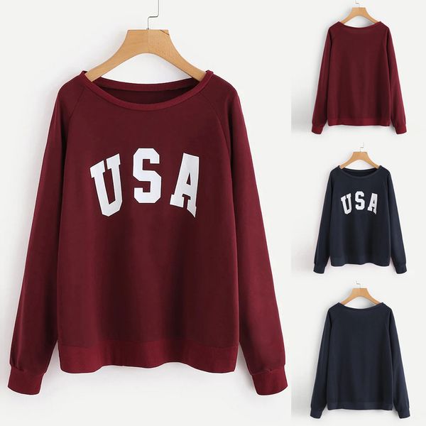 

sweatshirt women's usa letter printed comfortable sweatshirt long sleeve o-neck bts-bangtan pullover blouse femme clothes, Black
