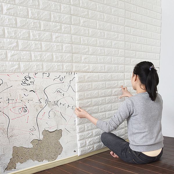 

3d brick wall sticker living room diy pe foam wallpaper panel room flower stone decoration embossed wallpaper poster