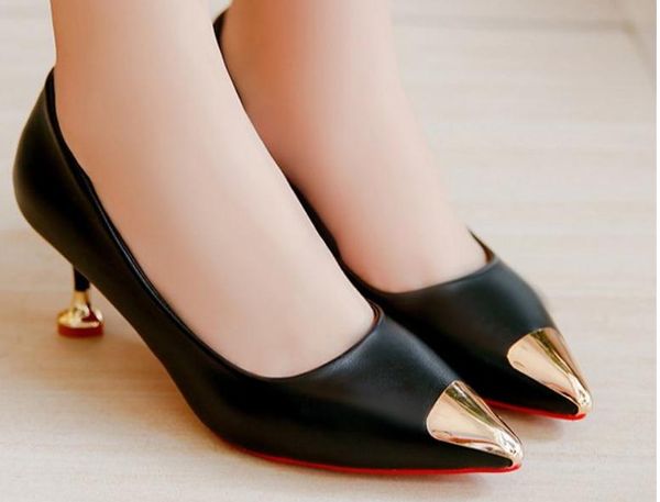 

2019 women's shoes in spring and autumn with new style high heel fine heel pointed end@qwer392, Black