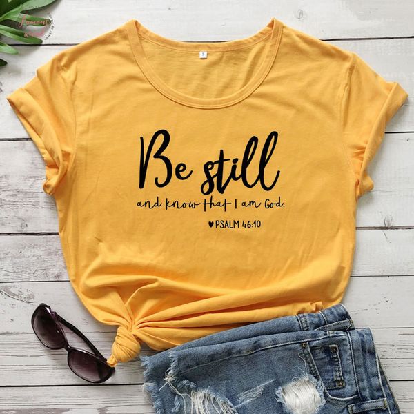 

be still and know that i am god t shirt women religious christian tshirt casual summer faith bible verse graphic top, White