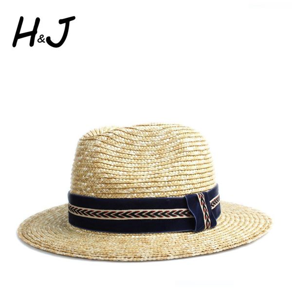 

2019 соломы пшеницы женщины вс hat summer lady широкий брим канотье панама-бич sunhat с моды riibbon размер браслета 56-58cm, Blue;gray