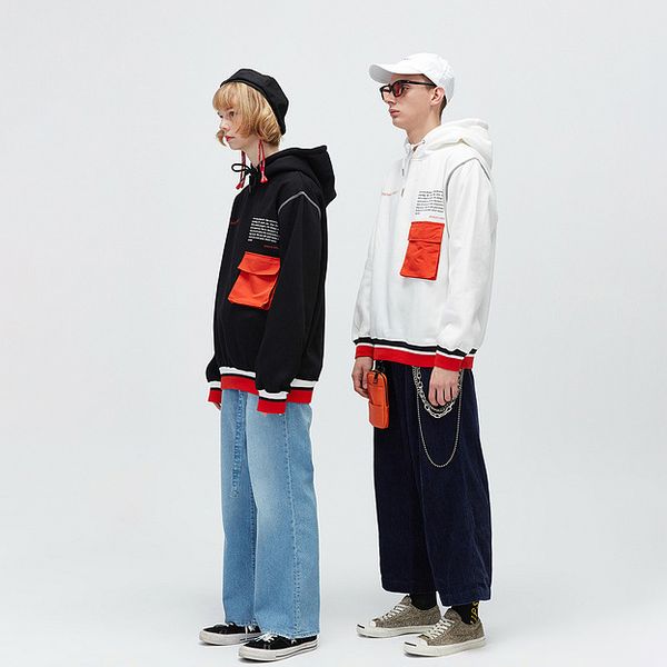 

women men designer hoodies 2019 fashion brand letter print with pockets tide hooded sweater men luxury hoodie 2 colors, Black