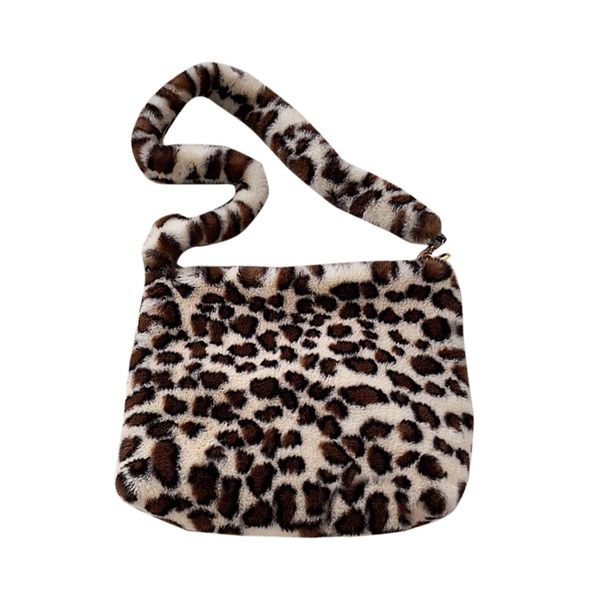 

maison fabre messenger bag women's plush crossbody bags for women leopard vintage plush handbags shoulder bag drop shipping csv