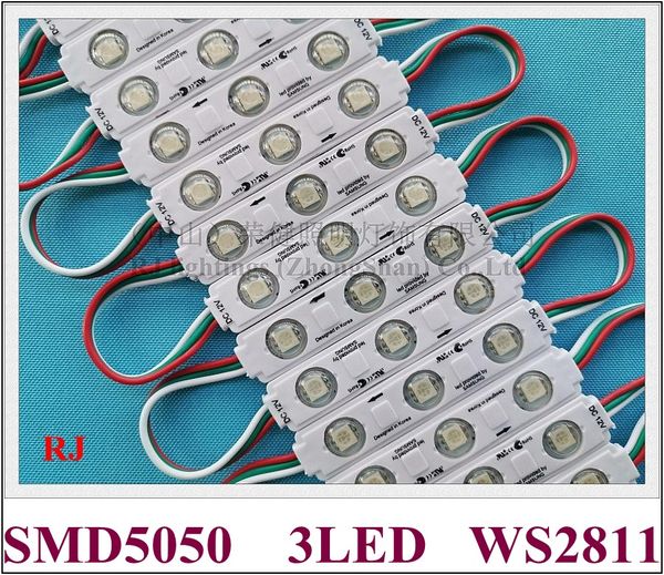 WS 2811 modulo LED ad iniezione per schermi insegne luminose SMD 5050 RGB DC12V 3 led 0.72W WS2811 75mm X 15mm