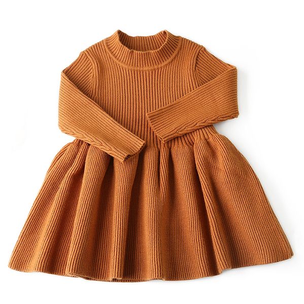 

baby girls sweater knitted long sleeve dress online shopping autumn winter crochet kids dress 18112302, Red;yellow