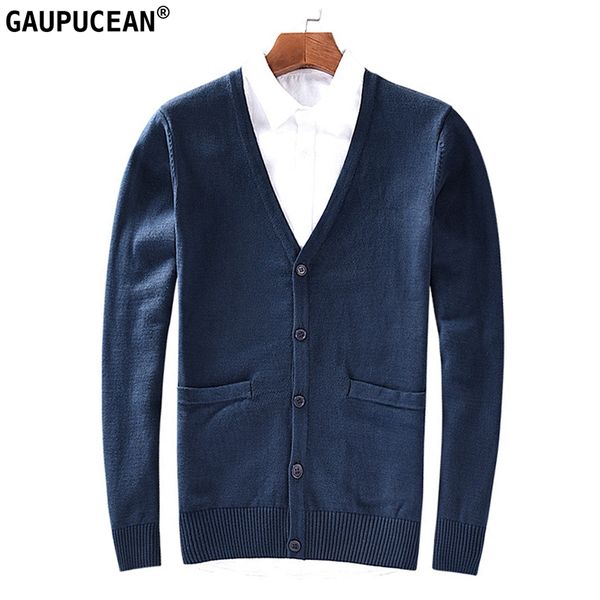 

100% cotton anti-static anti-pilling soft man cardigan long sleeve navy blue pockets knitwear single breasted v-neck men sweater, White;black