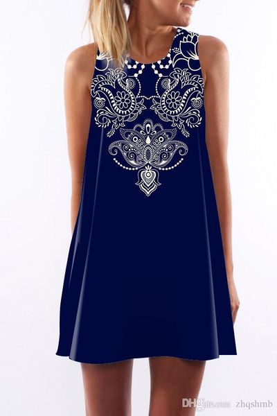 

women dress summer crew neck sling sleeveless hip wrap elegant lady paisley blue print skirt casual pencil dresses size s-xl, Black;gray