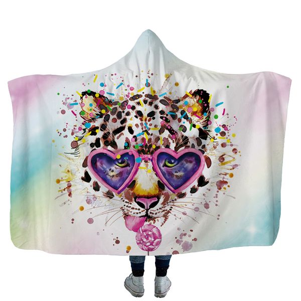 

cartoon animals series soft hooded blanket multifunctional warm cover blanket for adults kids travel aircraft hoodie