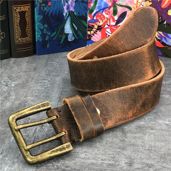 

супер широкий 4.2cm из натуральной кожи мужчин пояса двухместный pin vintage belt buckle ceinture homme джинсы cinturon mujer mbt0018, Black;brown