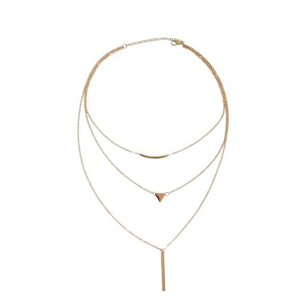 

fashion triple-cornered sequin necklace simple geometric metal strip combination necklace, Silver
