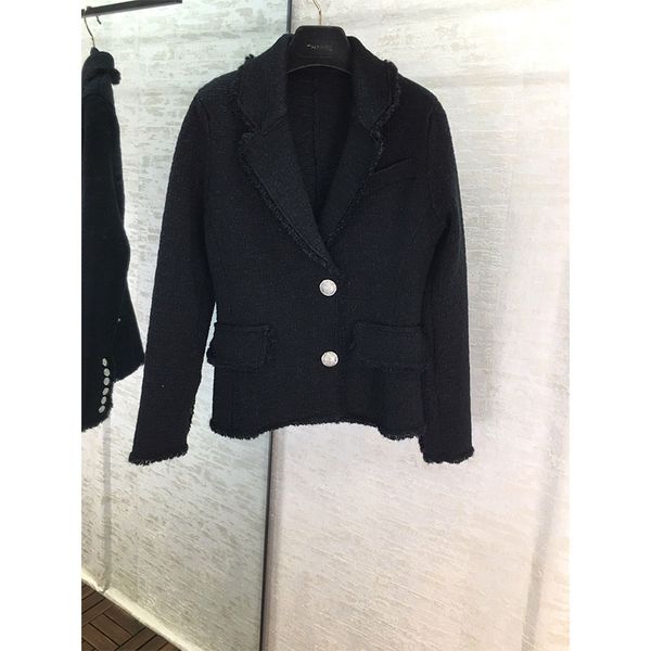 

autumn and winter new black and white lapel casual blazer, White;black