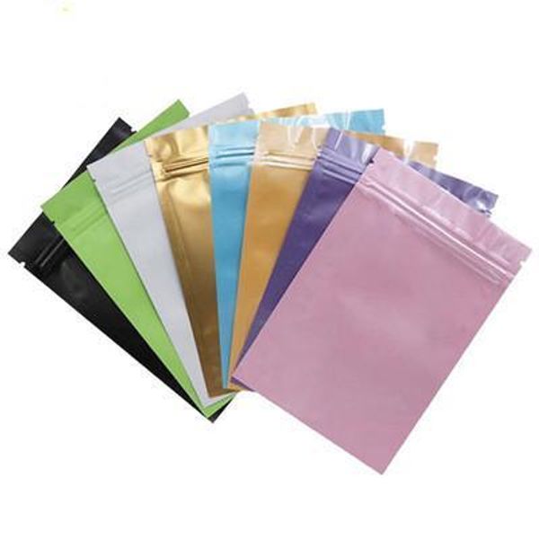 Dhl sólido sólido cor de alumínio alumínio saco de selagem sacos zipper sacos de plástico pacote de embalagem azul verde cor-de-rosa cor rosa cor de alumínio cor de alumínio