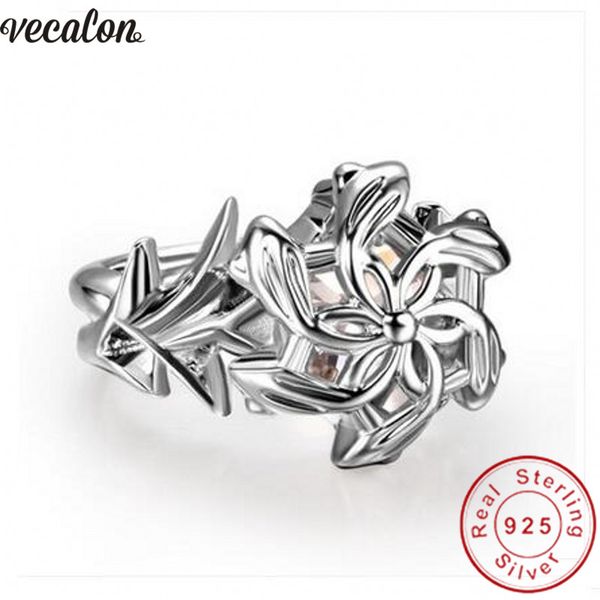

vecalon vintage lotr the galadriel nenya ring soild 925 sterling silver 3ct cz party wedding band rings for women dropshipping, Slivery;golden