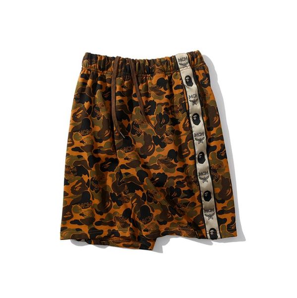 

топ дизайнер мужских шорт д.ф. bape mcm совместный камуфляж пустынной шорты-стрит популярных казуальных хип-хоп мужские шорты брюки, Black;white