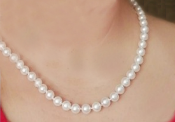 

woman jewelry necklace 8mm round bead bright white natural south sea shell pearl necklace 18'' 45cm gold clasp, Silver