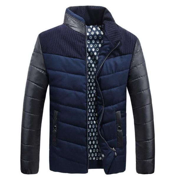 

vxo 2019 solid color stitching men's cotton slim collar parkas patchwork designer jackets winter men outerwear brand jackets, Black