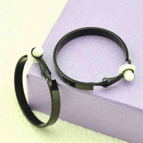 

ear clip woman earrings black big circle exaggerated punk style fashion jewelry with cushions without piercing female earrings, Silver