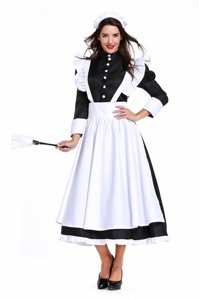 White And Black Carnival German Maid Cosplay Fancy Dress England Female Cook Costume Sexy National Traditional Housekeeper Uniform Nurse Halloween