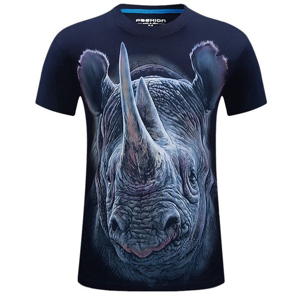 

2019 summer men's animal t-shirt men's new summer printed casual short large size round neck t-shirt tee shirt z0409, White;black