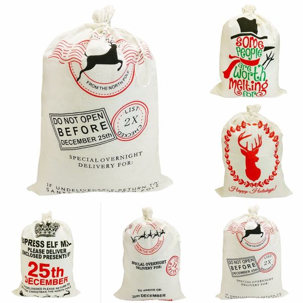 

2019 christmas gift bags drawstring canvas santa sack reindeer organic storage bag
