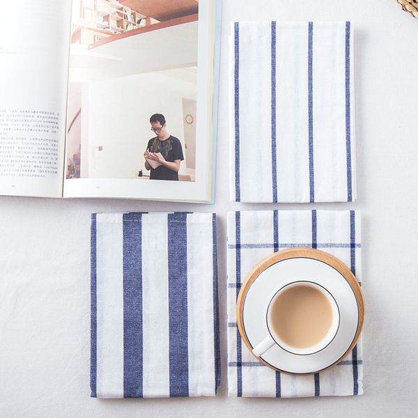 

синий чистый хлопок чистый и свежий полоса шахматной доски салфетка, есть коврик, чайное полотенце взять фон ткань скатерть