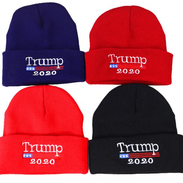 

new 2020 trump hat election cap american flag embroidered knitted caps election campaign custom christmas beanies hat t2c5058