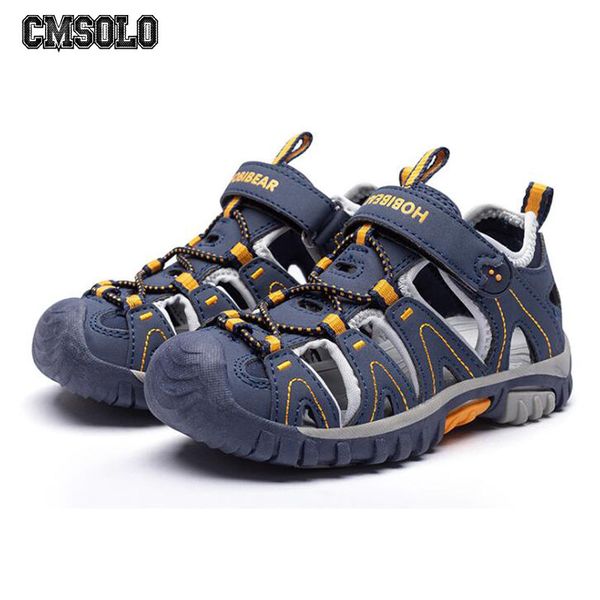 

cmsolo boys sandals summer new 2020 leather sandals for kids flat children beach shoes girl sports soft non-slip casual boy hot, Black;red