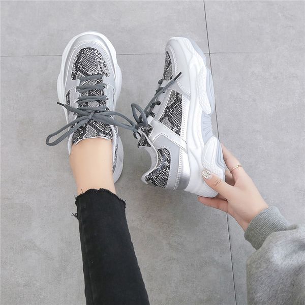 

tuinanle leopard women sneakers breathable mesh silver platform ladies shoes knitting casual glitter sequined chunky sneakers y200424, Black
