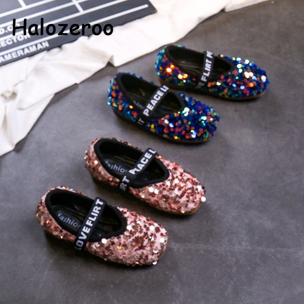 

2019 autumn new baby girls sequin shoes children princess flats kids pink brand shoes glitter sweet fashion soft mary jane, Black;grey