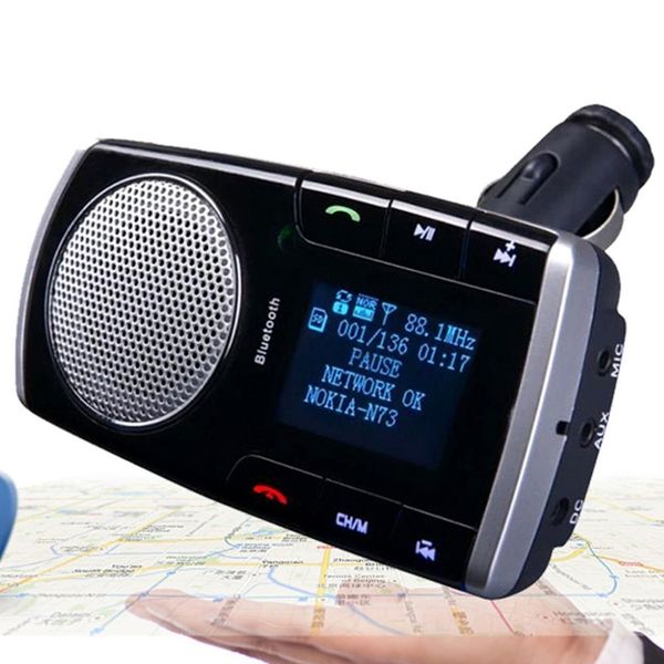 

wireless bluetooth car kit 2.1a car charger hands fm transmitter mp3 music player usb led screen with remote control hot