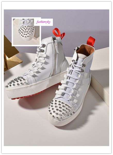 

fashion new designer shoes red bottoms crystal leather sneakers mens shoes womens rivet spiky junior spike sock krystal donna red bottom, Black
