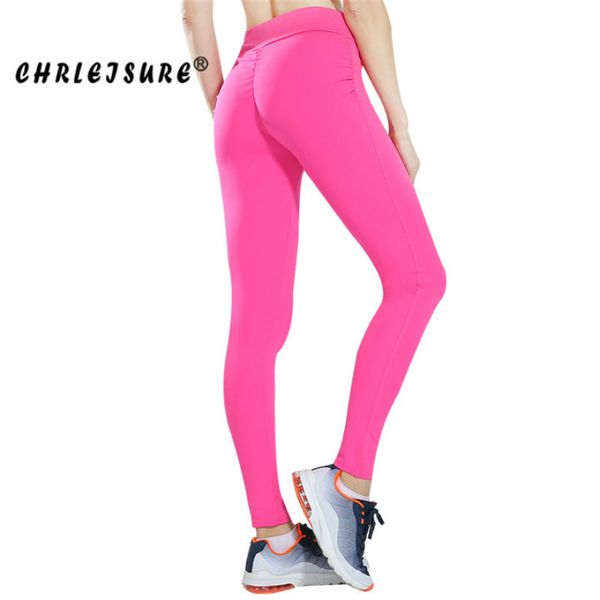 

chrleisure solid fitness yoga pants leggings stretch high elastic yoga pants women sport leggings tight high waist, White;red