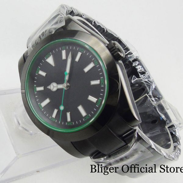 

bliger nologo 40 мм черный циферблат pvd покрытием мужские часы miyota движение развертывания застежка наручные часы, Slivery;brown