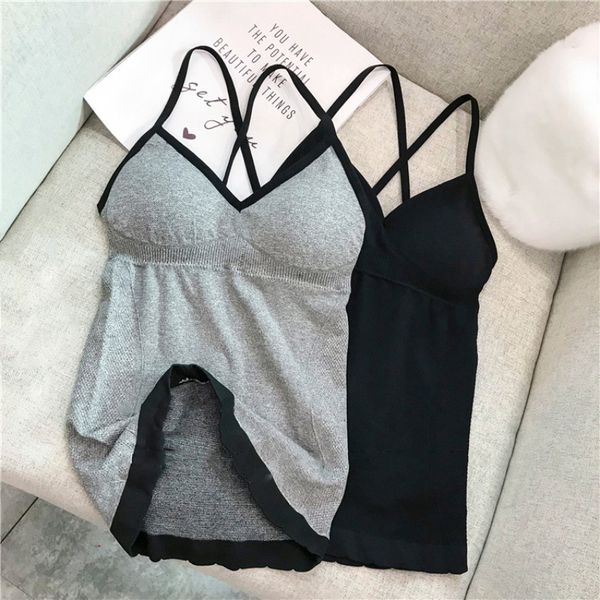 

crop v-neck camisole women knitted padded underwear bralette female shirt ladies tank, Black;white