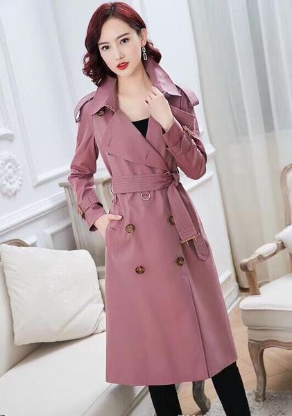 

women's trench coats gabardine long windbreaker belt waterproof double-breasted new english style autumn winter solid color british 76z, Tan;black