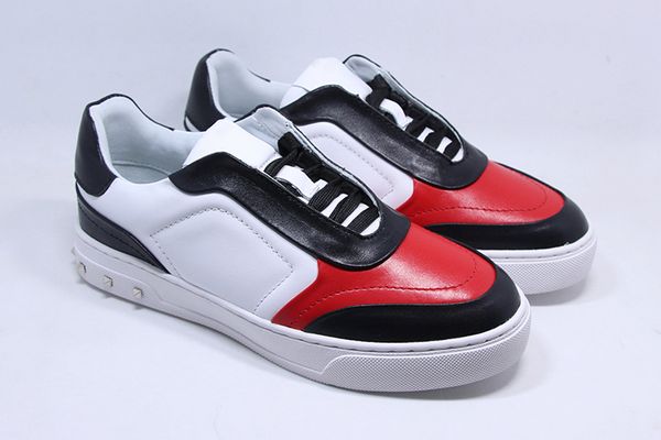 

2019 new designer studded spikes flats casual shoes luxury mens party lovers leather sneakers size 38-46, Black