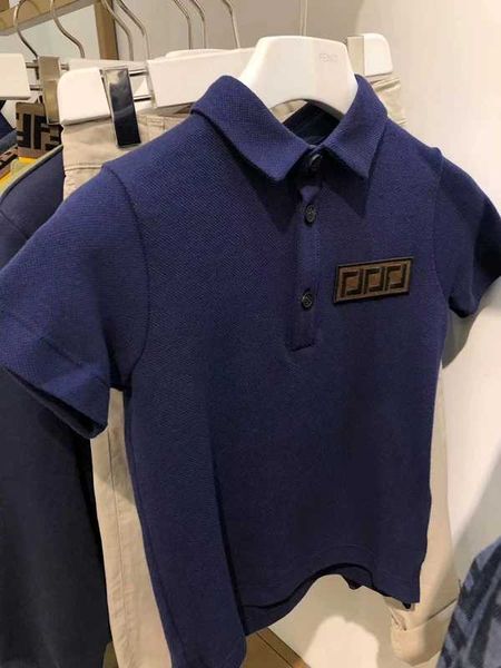 

Boy turn down collar hort leeve top with ff embroidery olid color pecial product