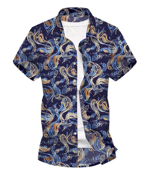 

2020 xia men sandy beach shirt hawaii short sleeve flower shirt male, White;black