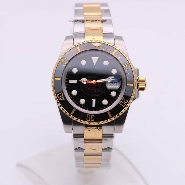 

selling 116613ln date two tone black sapphire dial ceramic bezel floding clasp 2813 automatic movement wristwatches mens watches, Slivery;brown