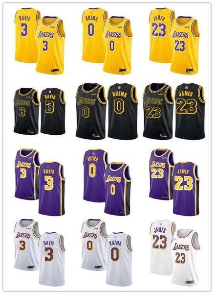 

men women youth los angeles lakers anthony 3 davis 0 kyle kuzma 23 lebron james basketball jersey, Black;red
