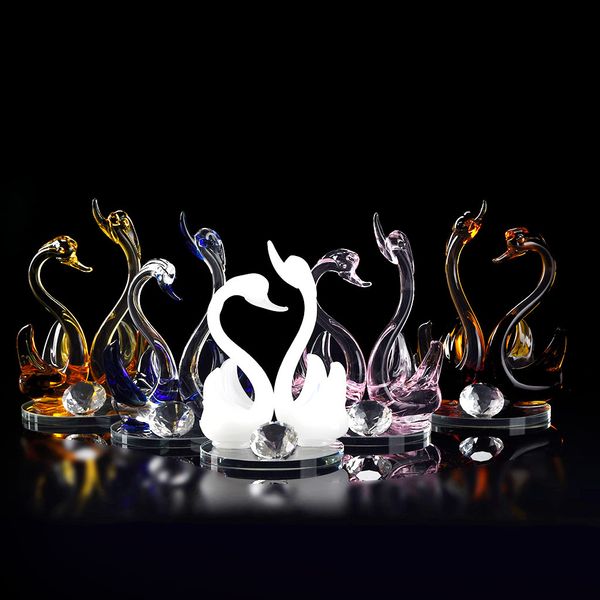 

creative swan crystal glass figure paperweight ornament decor collection living room deskornaments home decor gift crafts