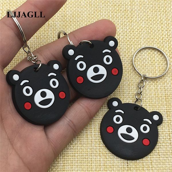 

5pcs/lot pvc kawaii kumamon cute bear charm straps keyring 36*81mm key holder trendy fit bags mobile strap key chain aysq159, Silver