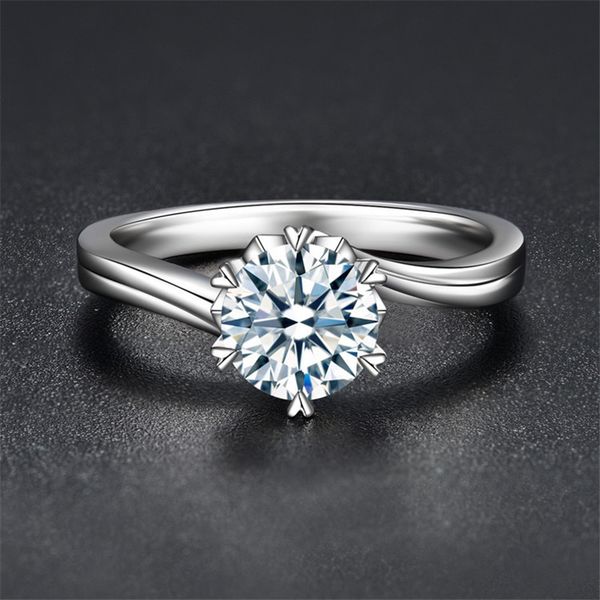 

silver 925 extremely white d color love snowflake moissanite ring brilliant cut diamond selector test past gemstone ring female, Golden;silver