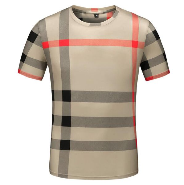 

горячей продажи 2019 лето высокое качество мужчины burr мода новый короткий рукав плед печати о-образным вырезом футболка лето хлопок футбол, White;black