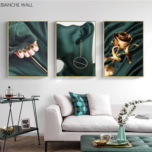 

зеленый тема абстрактный женщина медь цвет цветы wall art холст плакаты печать quote картины стена картина для гостиной