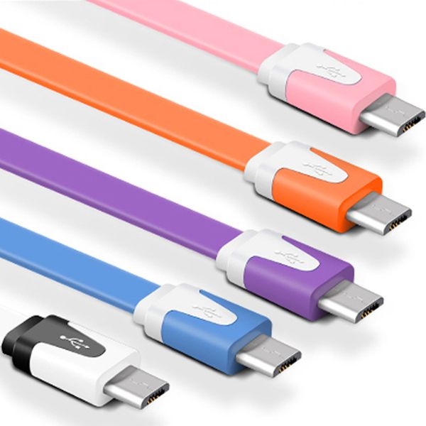 

1M/2M/3M V8 Android Fashion Flat Data Lines Micro USB Charge Cables Mobile Phone Charging Cable Fast Charger Cables Mixed Color