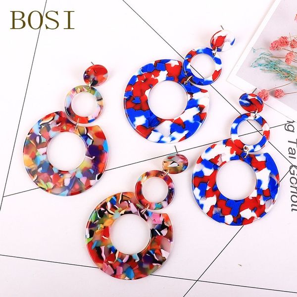 

acrylic acetate earrings 2019 boho earings fashion jewelry big earings long bohemian wedding drop dangle accessories geometric, Silver