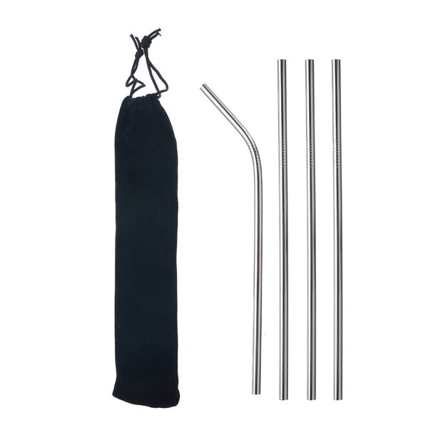 

4pcs/set stainless steel drinking straws reusable metal straws + 1 brush drink juice bar accessorie tools party supplier