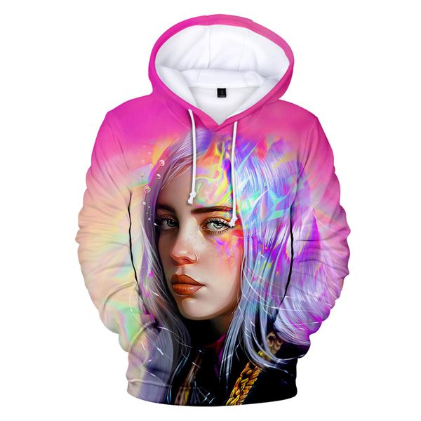

billie eilish sweatshirt kpop hoodie men/woen popular 3d hoodies boy girl 3d hooded streetwear hoody clothes new, Black