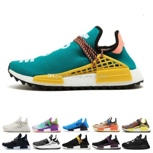 

горячие продажи новый pharrell williams human race nmd мужчины женщины спортивные кроссовки черный белый серый nmds primeknit pk runner женс